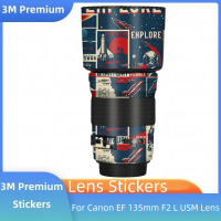 สำหรับ Canon EF 135มิลลิเมตร F2 L USM ป้องกันรอยขีดข่วนกล้องเลนส์สติ๊กเกอร์เสื้อห่อฟิล์มป้องกันร่างกายป้องกันผิวปก F2L F 2 F 2L