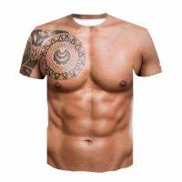 2023 Customized Fashion New  Strong Muscle Tattoo Print T-Shirt Men Short Sleeve 3D Digital Printing Summer Funny Cre，Contact the seller for personalized customization