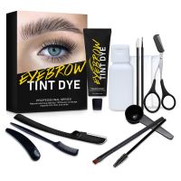 (Stream woman) Eyelash Eyebrow Tint Kit Semi Permanent Brow Dye Tattoo Cream With Brush Kit Waterproof Long Lasting Makeup Eyebrow Tint Kit