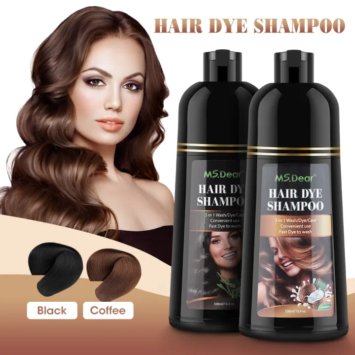 500ml Fast Effect Black Hair Dye Shampoo Cover White Grey Hair Instant  Brown Plant Hair Color Cream DIY Washing Dying Caring | Lazada PH