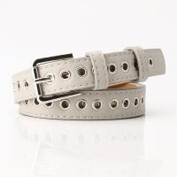 Limited Time Discounts Women Imitation Leather Belt Alloy Pin Buckle Belt Fashion New Hollow Personality Piercing Decoration Casual Fine Belt