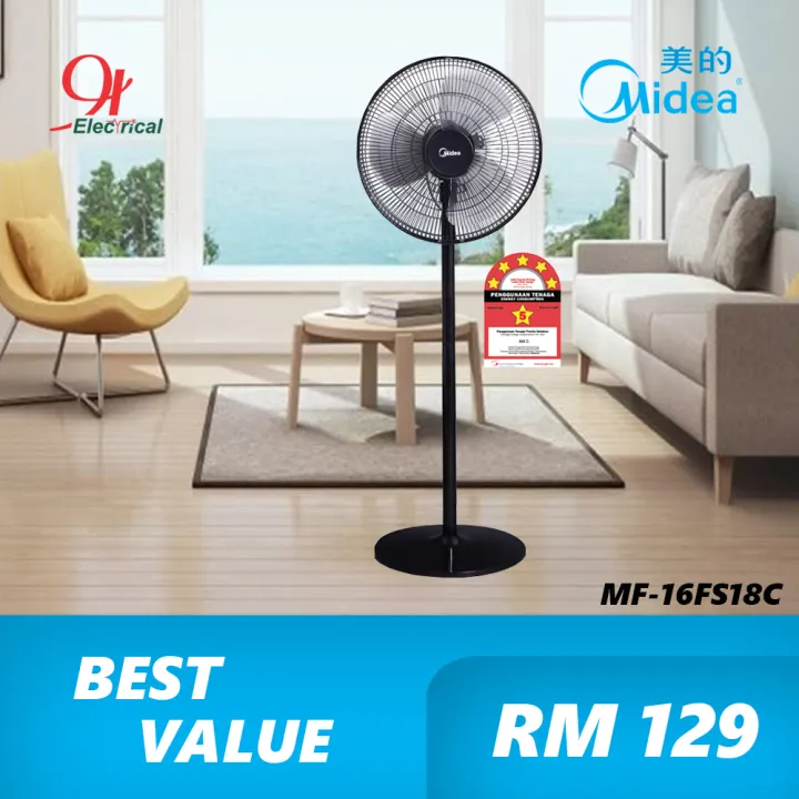 Midea 16 Inch 5 Star Energy Saving Stand Fan Mf 16fs18c Bk Lazada