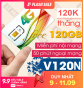 Sim 4G Viettel gói 2GB ngày (62Gb tháng) V120 + 50 Phút gọi ngoại mạng + Gọi nội mạng miễn phí thumbnail