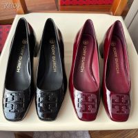 2023 new TORY BURCH Thick Heel Genuine Leather Ladies High Heels