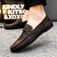 Wnfsy Men S Flats รองเท้าหนังผู้ชาย Casual Breathable รองเท้าหนัง Soft Soles ผู้ชายขนาดใหญ่ Loafers Zapatillas De Hombre