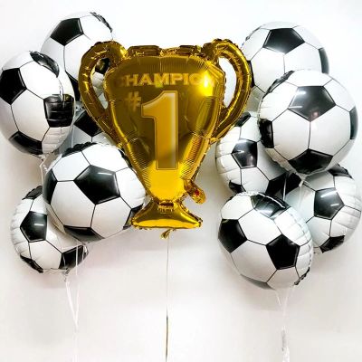 Golden Trophy 18inch Football Star Foil Balloons Boy Man Birthday Party Decor Sports Games Air Balls Globos Baby Shower Supplies Adhesives Tape