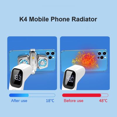 พัดลมระบายความร้อนแบบคู่แสดงผลอุณหภูมิเซมิคอนดักเตอร์หม้อน้ำโทรศัพท์มือถือ K4