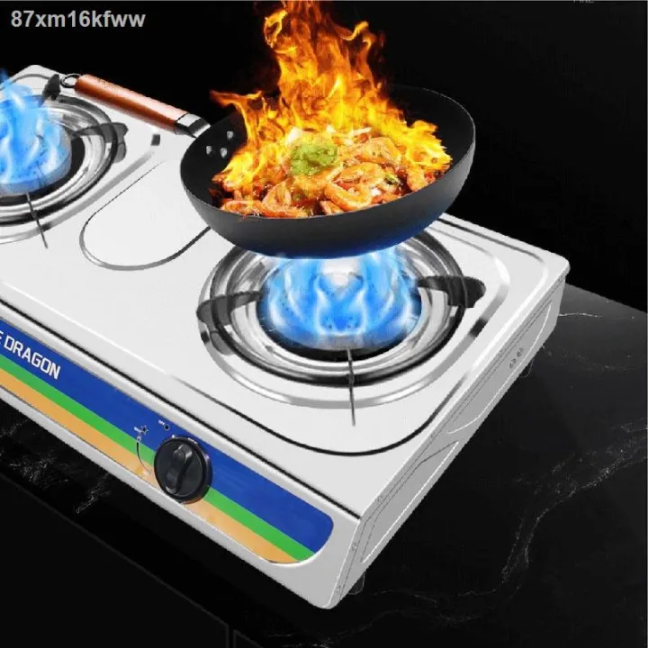 【OYv3rB2O】Kitchen Appliances Stove Pan Pressure Reducer Double Burner Gas Stove Stainless Steel