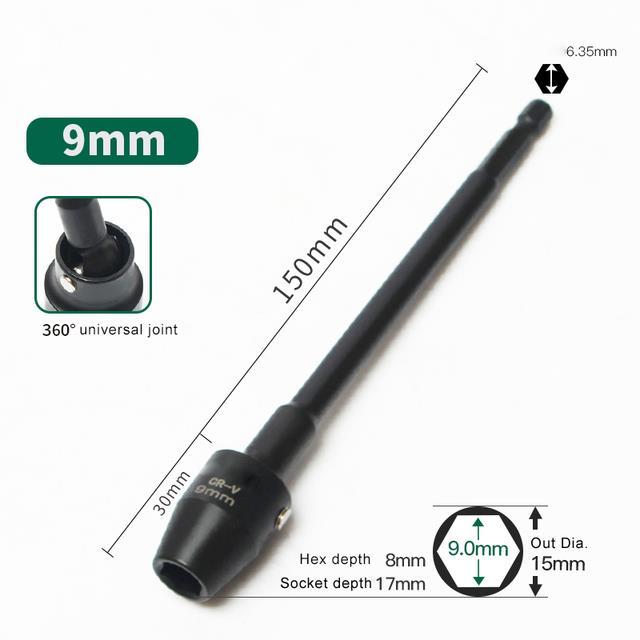 1pc-150mm-long-1-4-hex-shank-wobble-socket-adapter-360degree-rotatable-universal-joint-swivel-socket-h8-h10-h12-h13-h14-h17-h19