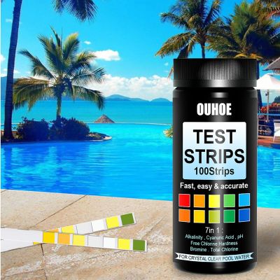 7 in 1 Water Test Strip Kit Multifunctional pH Alkalinity Free Chlorine Total Chlorine Cyanuric Acid Bromine Hardness for pool Inspection Tools