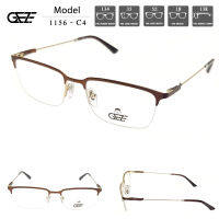 ?กรอบแว่นตา GEZE METAL รุ่น 1156-C4 ครึ่งกรอบสีน้ำตาล ( Vintage โลหะ น้ำหนักเบา ใส่สบายบริการตัดเลนส์สายตาราคาถูก)