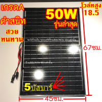 [ขอบอลูมิเนียม]เกรดA [ประกันแตก] แผงโซล่าเซลล์ โมโน 50W Mono ไฟแรง 18V  ประกันขนส่งแตกเปลี่ยนใหม่ ขอบอลูมิเนียม แข็งแรง BROWN TH