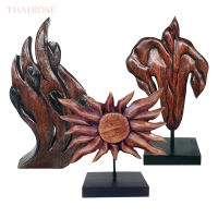 Carved wood ไม้สักแกะสลัก งานแกะสลัก ไม้สักแท้ งานฝีมือ มีฐานสำหรับตั้งโชว์ ทำสีน้ำตาล3แบบให้เลือก