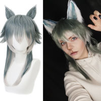 Anime BEASTARS shi Wig Wolf Ears Personified Beastars Cosplay Gradient Colors Short BOBO Hair Japanese Anime Cartoon Cosplay