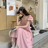 พร้อมส่ง ? Pink cupid dress เดรสแขนสั้นสีชมพูตัวยาว (38564)