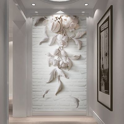 【✲High Quality✲】 shang815558 ภาพฝาผนังศิลปะประดับผนังกระดาษสีขาวนูนแบบ3d สำหรับห้องนั่งเล่นตกแต่งผนังบ้านทางเข้าสามารถกำหนดวอลล์รูปภาพได้เอง