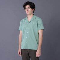 SAGE LEAF GREEN CUSTOM FIT CUBAN SHIRT เสื้อเชิ้ตคิวบันสีเขียว SAGE LEAF GREEN ทรงคัสตอมฟิต