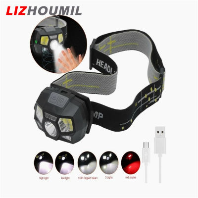 LIZHOUMIL ไฟฉายติดหัวยูเอสบีชาร์จซ้ำได้ Led ไฟฉายคาดศีรษะกันน้ำพร้อมแถบคาดศีรษะปรับได้แบบพกพาไฟฉายสำหรับตั้งแคมป์ทำงานกลางคืน