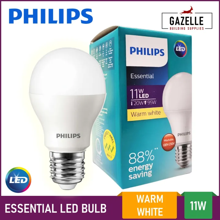 Philips Essential LED Bulb LED Light Bulb Warm White - 11 Watts | Lazada PH