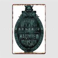 【hot】✣☒  Haunted Mansion Sign Digitally Illustrated Metal Mural Painting Printing Pub Wall Tin Posters