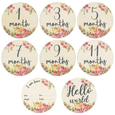 Wooden Baby Milestone Cards Printed Baby Monthly Milestone Cards Baby Announcement Cards Photo Prop Milestone Discs Baby Growth and Pregnancy Growth Cards cosy