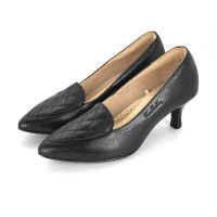 Pierre Cardin รองเท้าผู้หญิง รองเท้าส้นสูง Pump นุ่มสบาย ผลิตจากหนังแท้ สีดำ รุ่น26SD408