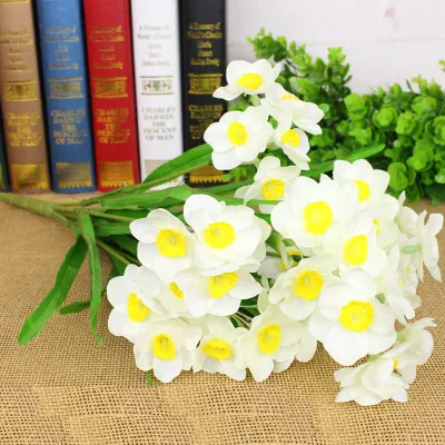 9 Forks 45 Head Simulation of Daffodils for Home Decoration Plants Potted Accessories Artificial Plastic Flowers Bonsai Decor
