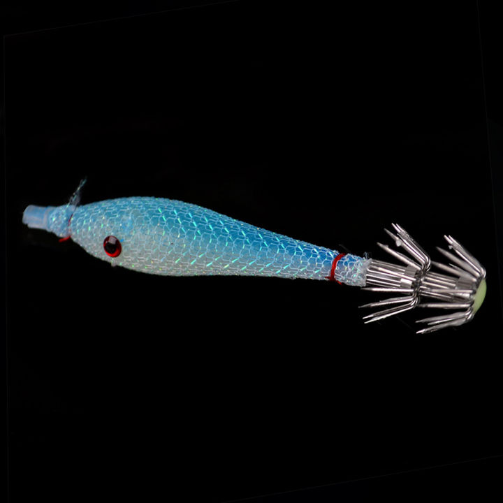 ห่วงตะขอรูปปลาหมึกตกปลาทะเลน้ำเค็ม9ซม-5ชิ้นกุ้งกุ้งจำลองเรืองแสงสำหรับหมึกหมึกยักษ์