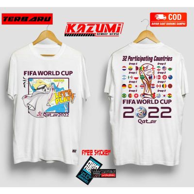 เสื้อยืดคอกลมเสื้อยืดแขนสั้น พิมพ์ลาย Lets Play World Cup Qatar FIFA World Cup 2022 สําหรับผู้ชาย และผู้หญิงS-4XL