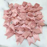 ；‘。、’ (20Pcs) 125Mm Fresh Pink Rion Small Packaging Bow Polyester Satin Bow Flower Handmade Tie Hair Accessories Fashion Accessory