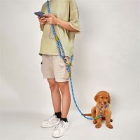 Multifunction Dog Leash Hands Free Dog Traction Rope Cross-Body Pet Leash Reflective High Visibility for Nighttime Walks B03E Leashes