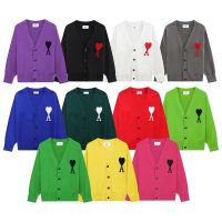 Available Ami Paris Big Love V-Neck Cardigan Sweater Men And Women Couples Casual Lazy Wind Single-Breasted Sweater Jacket