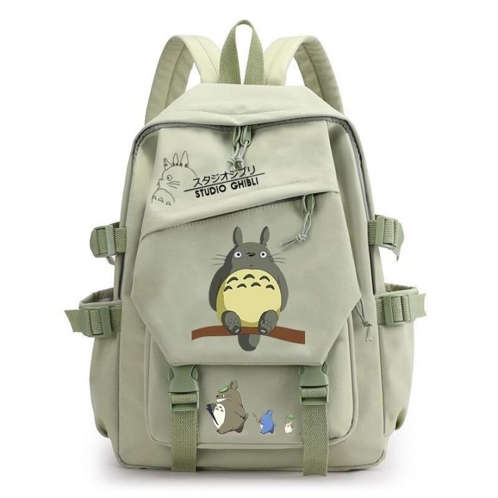 กระเป๋านักเรียนอะนิเมะ-ghibli-กระเป๋าหนังสือกระเป๋าเป้ใส่แล็ปท็อปกลางแจ้งน่ารัก