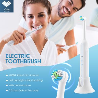 【LZ】✤  Escova de Dentes Rotativa Elétrica com Base Rotação 360 ° Carregamento USB Escova De Dentes Escova De Dentes Oral Care 40000 por Min 3Pcs