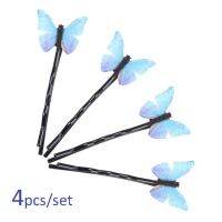 4pcs Fantasy Blue Butterfly Hair Clips Hairgrips Wave Hairpins Head Decorations Barrettes Hair Jewelry for Women Gilrs Bridal