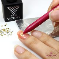 [VICTORY NAIL] 1PC Victory Ceramic Stone Pointed Pink Pusher Quartz Scrubs Cuticle Remover Trimmer Manicure Stick Nail Art Care Tool