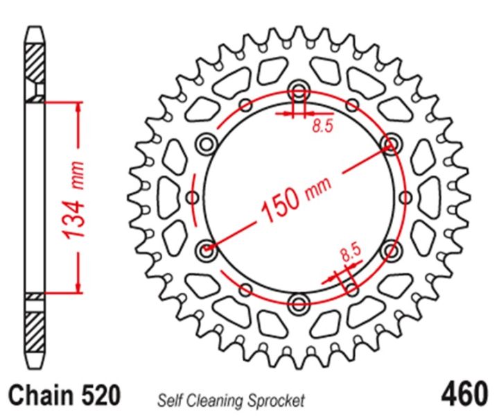 เฟืองท้ายมอเตอร์ไซค์520สำหรับ-kawasaki-klx250sf-2009-2010-250-d-tracker-1998-2016-klx250r-1991-1995-klx250-1998-2016