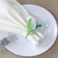 Table Decoration Tulip Flower Alloy Hotel Mori Buckle Metal Painted Napkin Ring