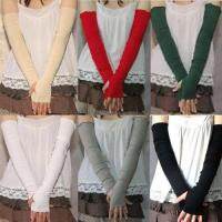 Hot Womens Cotton UV Protection Arm Warmer Long Fingerless Long Gloves Sleeves 8OKH