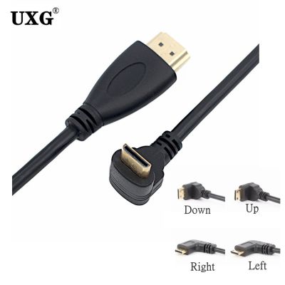 0.5M 90 Degree Up Down Right Angle Mini HDTV-compatible To HDTV Male M/M Cable Connector V1.4 For DSLR Video Camera LCD Monitor