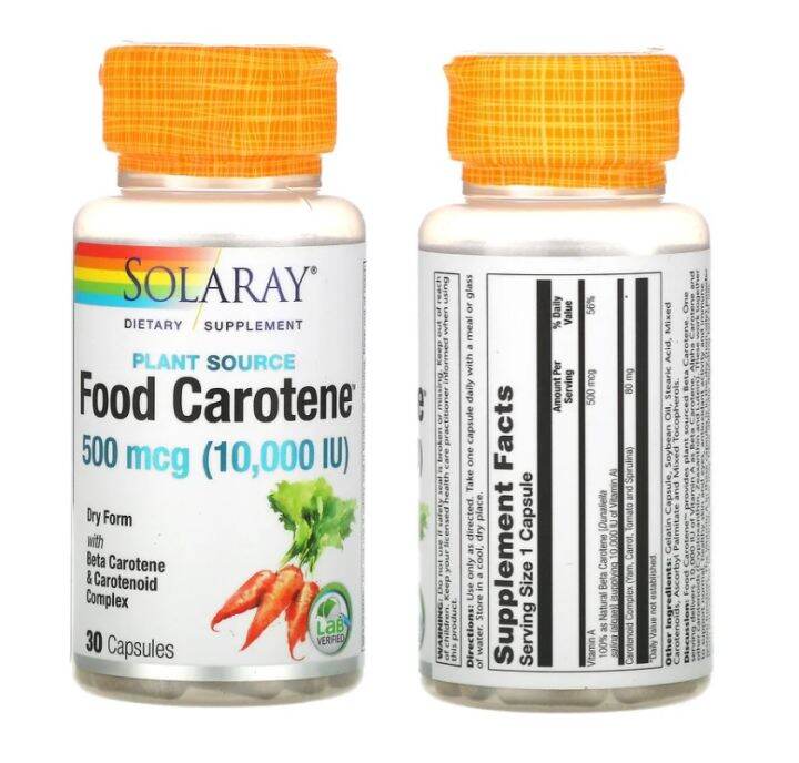 Solaray, Food Carotene with Beta Carotene & Carotenoid Complex, 500 mcg