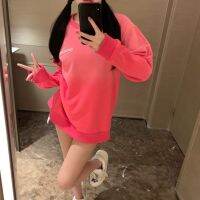 2023 Autumn/Winter New Heavy Industry Letter Stamping Print Halo Dye Wash Water Loose Slim Sweater Couple