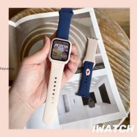 สายรัดสองสีสำหรับสายคาด Apple Watch 44มม. 40มม. 38มม. 42มม. 45มม. 41มม. 49มม. สร้อยข้อมือยางสีสันสดใส Correa Series 8 7 6 SE 5 4 3 2 1