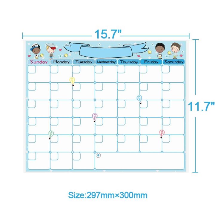 magnetic-weekly-monthly-planner-calendar-dry-erase-board-whiteboard-for-kids-memo-message-fridge-sticker-erasable-magnet-markers