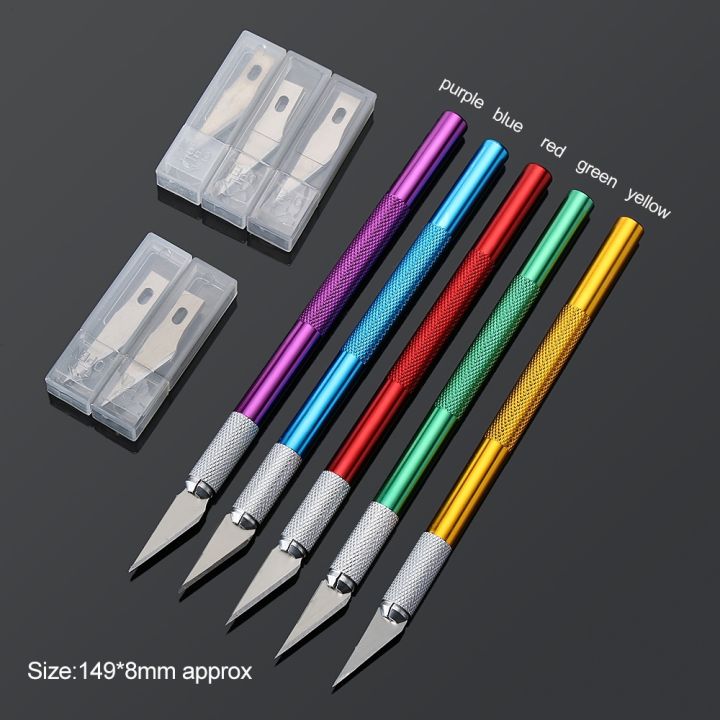 yf-6pcs-blade-metal-handle-professional-stationery-craft-cutting-tools-exact-aluminum-alloy-carving-pen