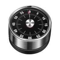 ◐卐 Kitchen Timer Stainless Steel Mechanical Timer Magnetic Round Shape 60 Minutes Countdown Time Reminder Cooking Clock Alarm Timer