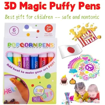 6Pcs 3D Art Puffy Pen Magic Popcorn Pens Puffy for Greeting