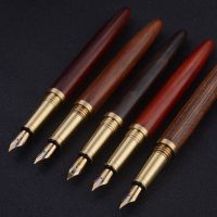 Sandalwood fountain pen retro mahogany signature pen high-end business calligraphy pen curved tip engraving customized LOGO for students