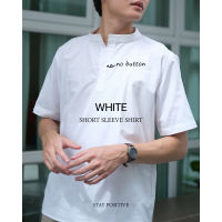 เสื้อเชิ้ตคอจีน แบบสวม แขนสั้น SHORT SLEEVE SHIRT mandarin collar สีขาว(White)