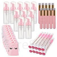 40pcs set 60ml empty bottle foam bottle eyelash shampoo brush diamond eyelash foam soap pump dispenser eyelash stick makeup tool Cups  Mugs Saucers